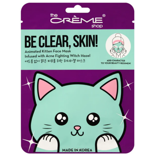 Be Clear, Skin! Animated Kitten Face Mask | Acne-Fighting Witch Hazel | The Crème Shop